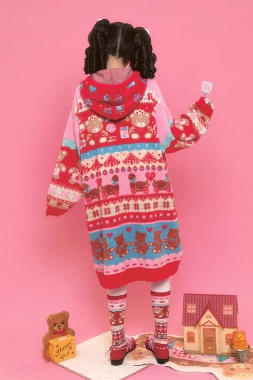 Bear Tea Room Knitted Hooded Dress ~ Lutra Jump