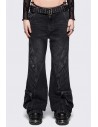 Crush Denim Baggy Jeans Pants in Black - Minga London