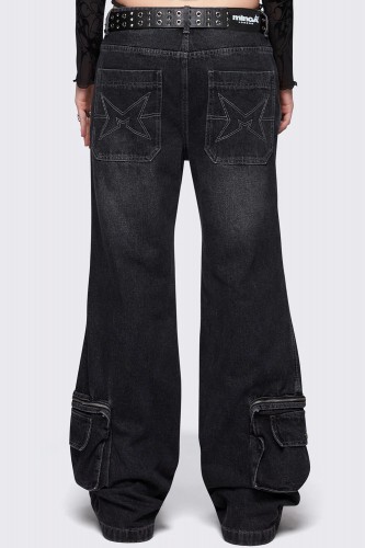 Crush Denim Baggy Jeans Pants in Black - Minga London 2