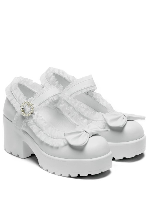 Porcelain Delights Mary Jane Shoes White - Koi