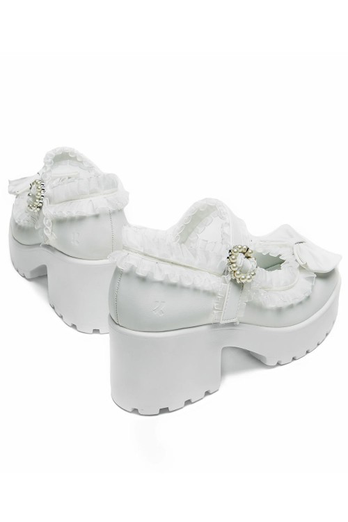 Porcelain Delights Mary Jane Shoes White - Koi