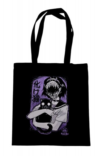 Tote Bag de Algodón Bakeneko en Lila - Pinku Kult