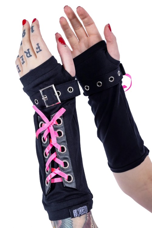 Navya Arm Warmers Black x Pink Poizen Industries