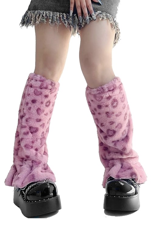 Calentadores de Peluche Leopardo - Rosa