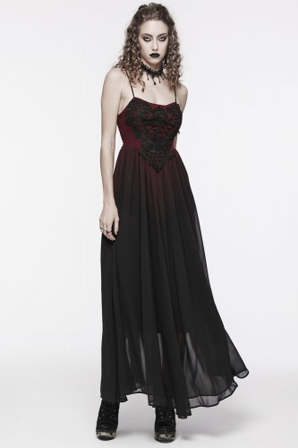 Vestido Largo Angel of Darkness Negro x Rojo - Punk Rave