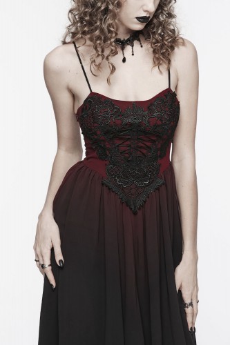 Angel of Darkness Long Dress Black x Red - Punk Rave 2