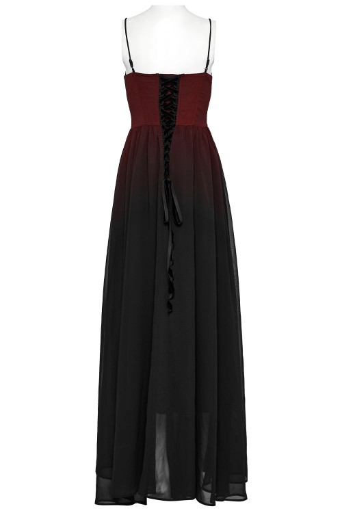 Vestido Largo Angel of Darkness Negro x Rojo - Punk Rave