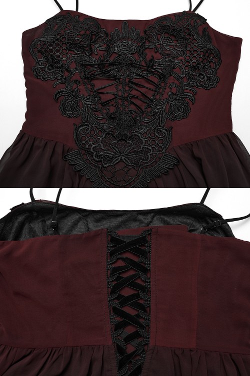 Vestido Largo Angel of Darkness Negro x Rojo - Punk Rave