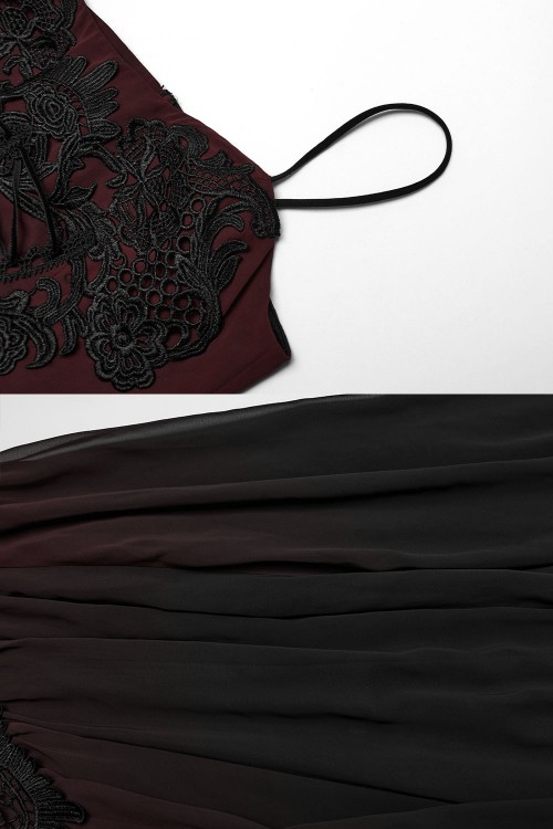 Vestido Largo Angel of Darkness Negro x Rojo - Punk Rave