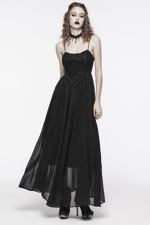 Angel of Darkness Long Dress in Black - Punk Rave
