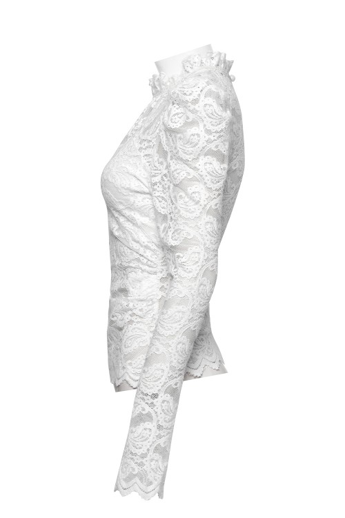 Victorian Ghost Lace Top in White - Punk Rave