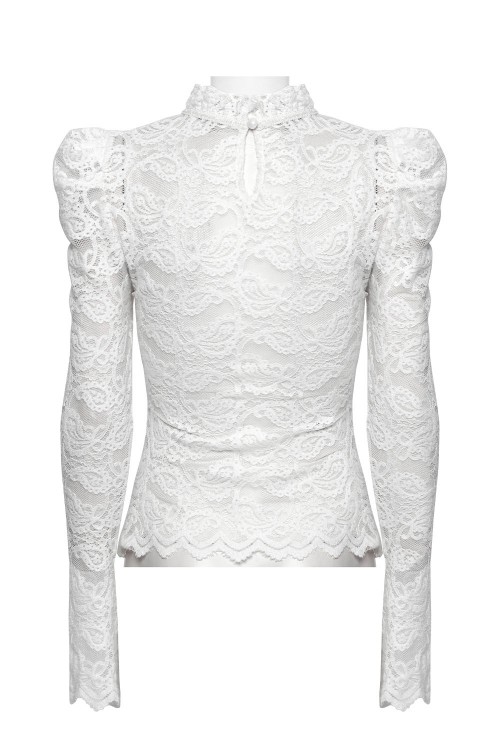 Victorian Ghost Lace Top in White - Punk Rave