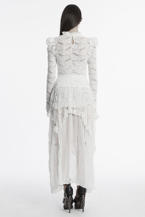 Victorian Ghost Lace Top in White - Punk Rave