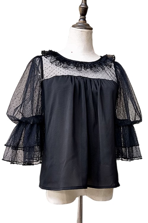 Sweet Tulle Lolita Blouse in Black - Infanta