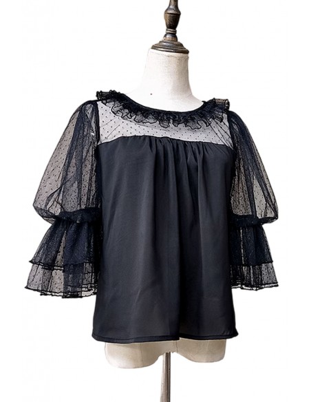 Blusa Lolita Sweet Tulle en Negro - Infanta