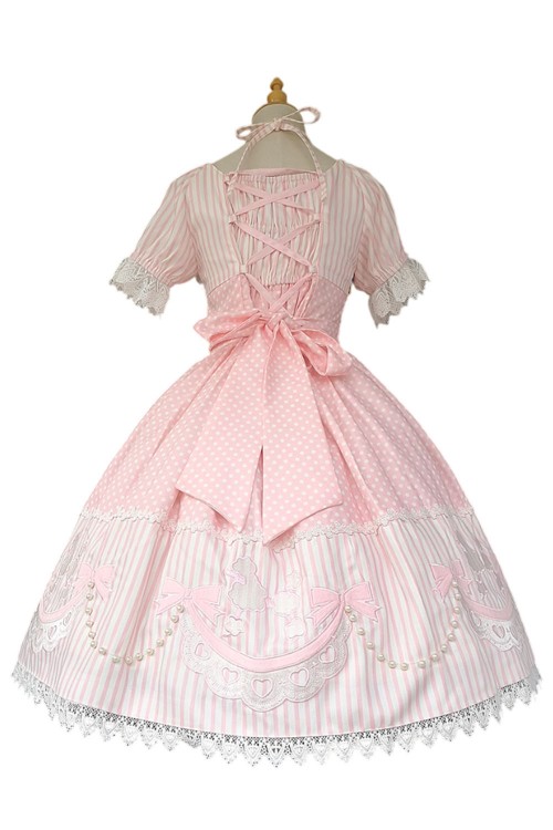 Vestido OP Lolita Poodle en Rosa + Headbow - Infanta
