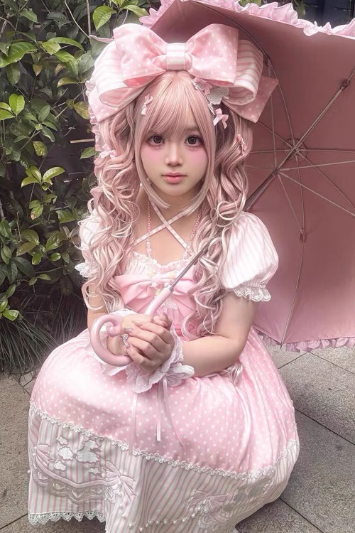 OP Lolita Poodle Dress in Pink + Headbow - Infanta