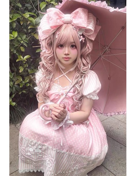 OP Lolita Poodle Dress in Pink + Headbow - Infanta