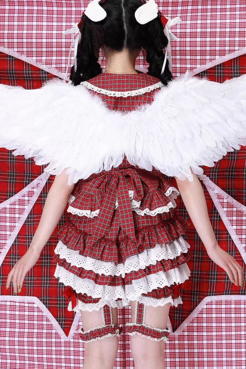 Shorts Pololos Retro Showa de Tartán Rojo ~ SOS MEME CLUB