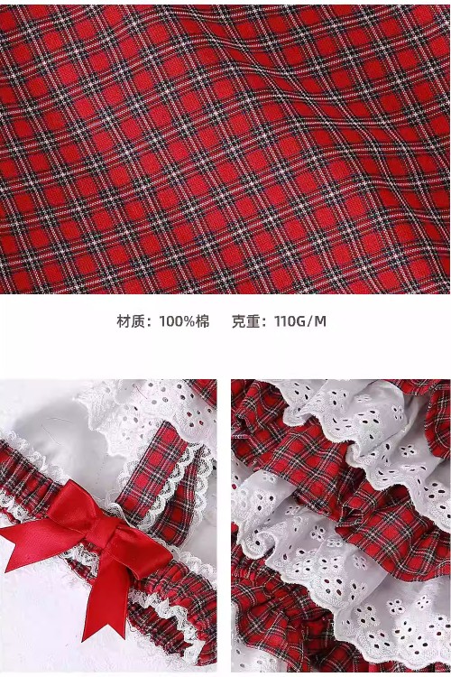 Shorts Pololos Retro Showa de Tartán Rojo ~ SOS MEME CLUB