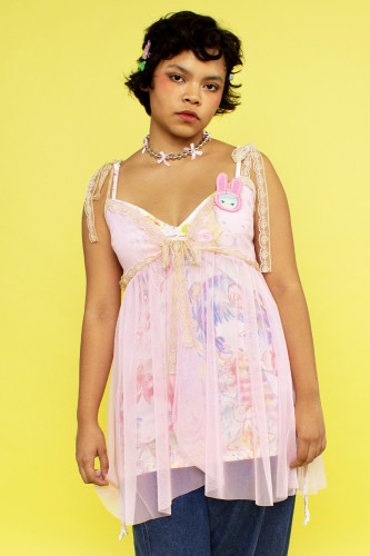 STRAWBERRY JELLYFISH Top Vestido Lencero de Tul Rosa ~ Ren x Mad Choco 2