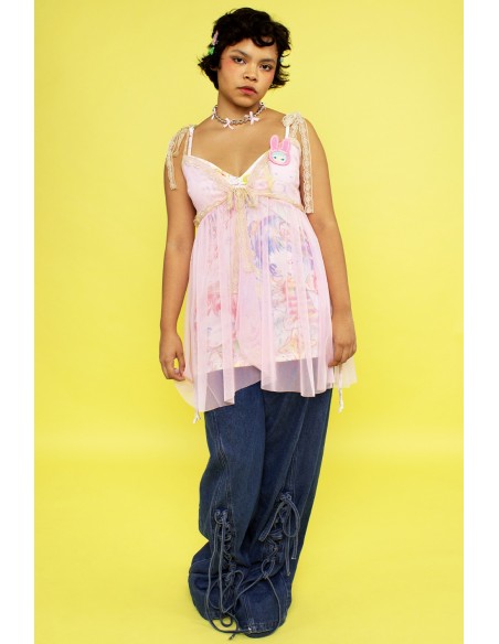 STRAWBERRY JELLYFISH Top Vestido Lencero de Tul Rosa ~ Ren x Mad Choco