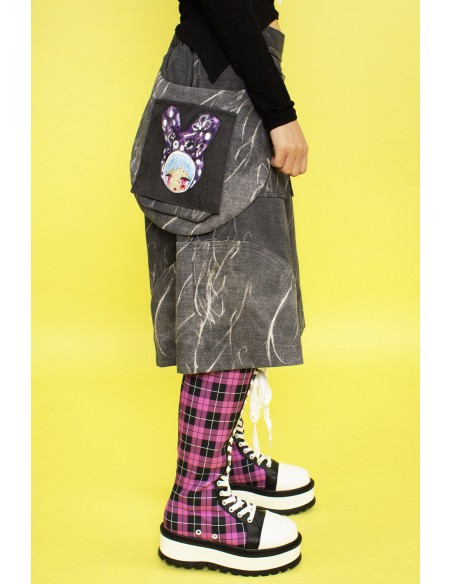 MALA ONDA Pantalón Bermuda con Bolsito Gris Oscuro ~ Renkillah x Mad Choco