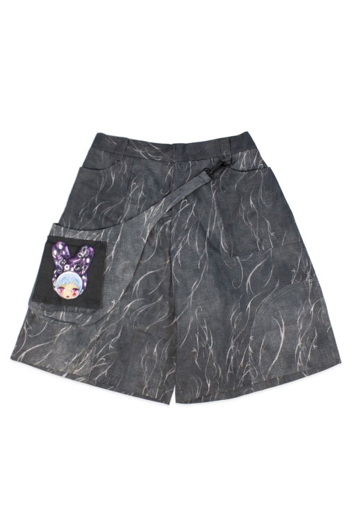 MALA ONDA Pantalón Bermuda con Bolsito Gris Oscuro ~ Renkillah x Mad Choco