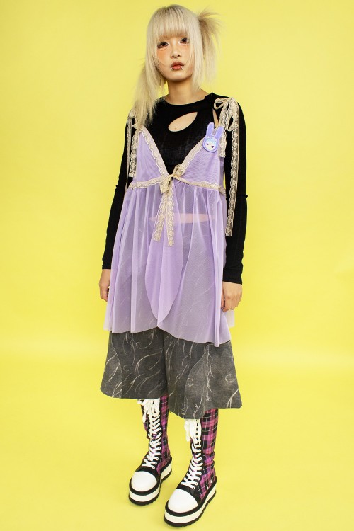 LAVENDER JELLYFISH Top Vestido Lencero de Tul Lavanda Pastel ~ Renkillah x Mad Choco