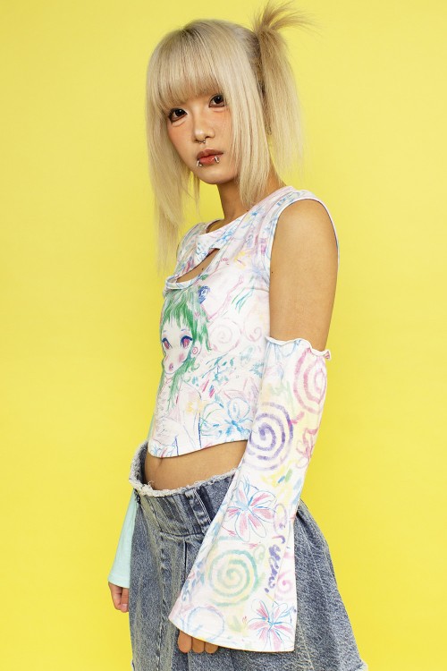 FUTURE CUTENESS DELIVERY LOGISTICAL CENTER Top with Arm Warmers ~ Renkillah x Mad Choco