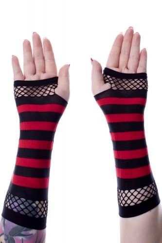 Manguitos Striped Mesh Negro x Rojo - Poizen Industries 2