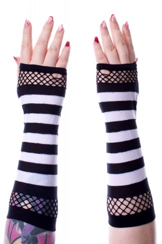 Manguitos Striped Mesh Negro x Blanco - Poizen Industries