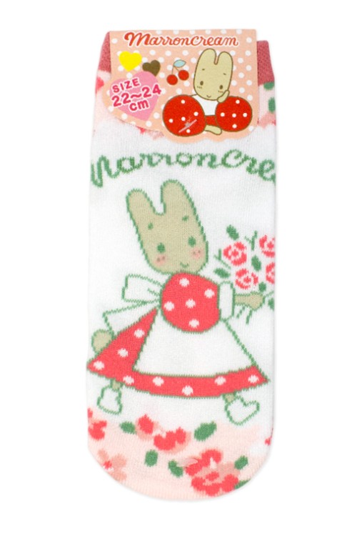 Marroncream Flowers Ankle Socks