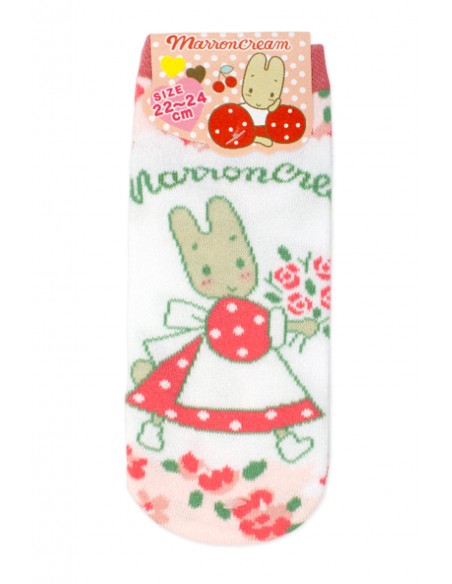 Marroncream Flowers Ankle Socks