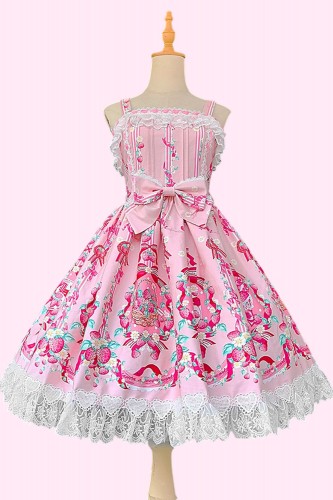 Vestido Lolita JSK Strawberry Ribbon + Lazo - Rosa