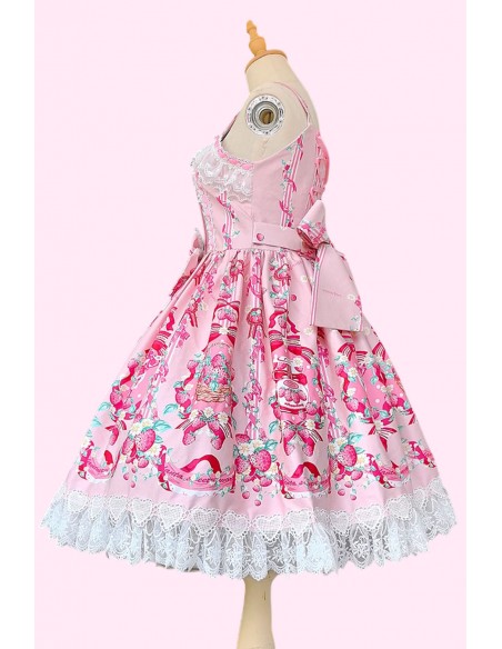 Vestido Lolita JSK Strawberry Ribbon + Lazo - Rosa