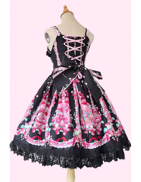 Vestido Lolita JSK Strawberry Ribbon + Lazo - Negro