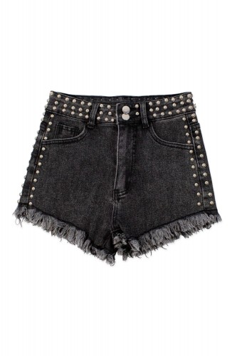 Shorts Punk Denim Negro