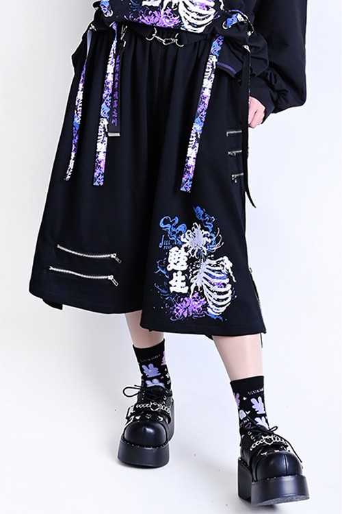 Deadly Higanbana Short Pants Black x Purple - Jill Punk