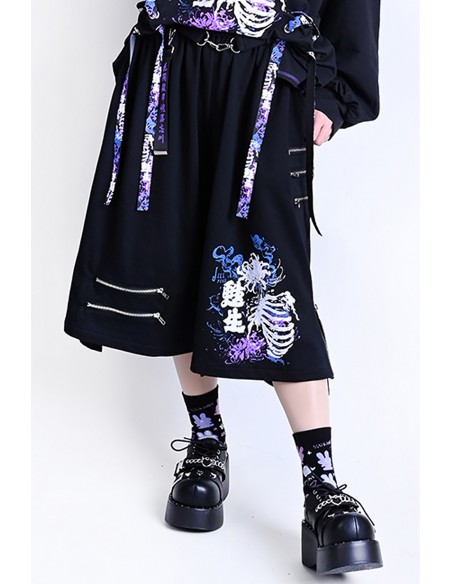 Deadly Higanbana Short Pants Black x Purple - Jill Punk