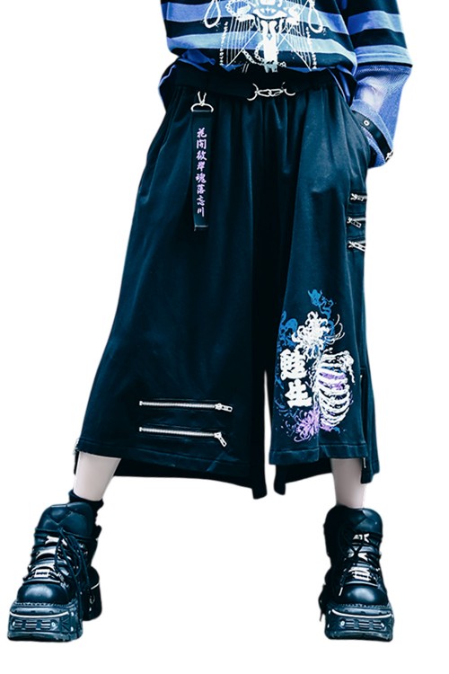 Deadly Higanbana Short Pants Black x Purple - Jill Punk