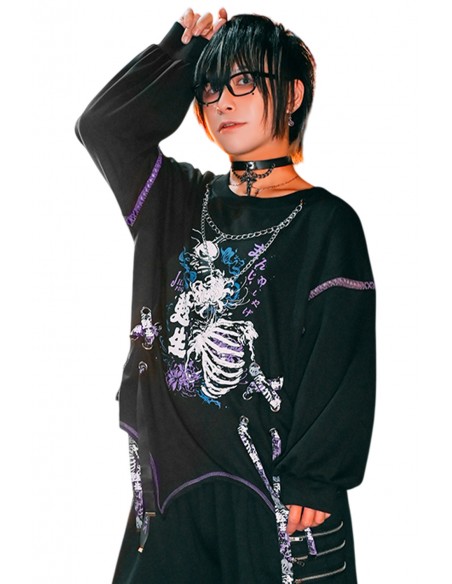Deadly Higanbana Long Sleeve Top Black x Purple - Jill Punk