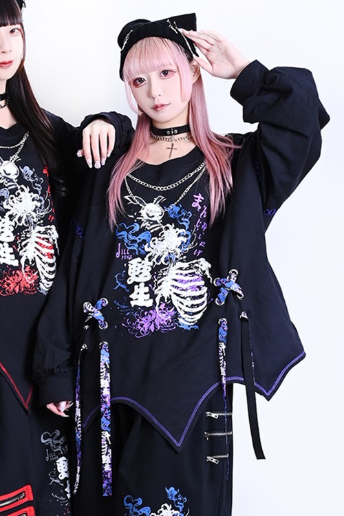 Deadly Higanbana Long Sleeve Top Black x Purple - Jill Punk