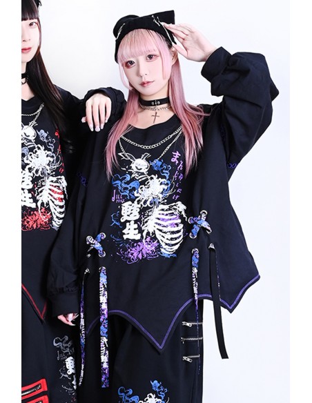 Deadly Higanbana Long Sleeve Top Black x Purple - Jill Punk