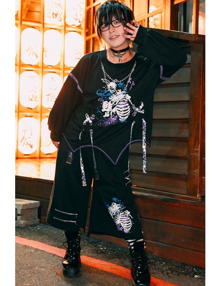 Deadly Higanbana Long Sleeve Top Black x Purple - Jill Punk