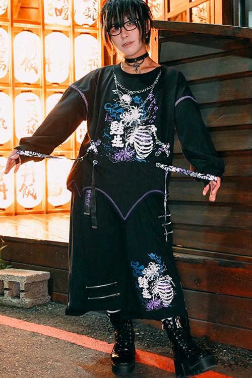 Deadly Higanbana Long Sleeve Top Black x Purple - Jill Punk