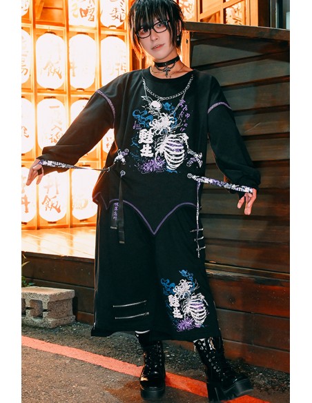 Deadly Higanbana Long Sleeve Top Black x Purple - Jill Punk