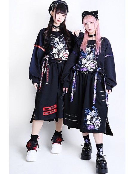 Deadly Higanbana Short Pants Black x Purple - Jill Punk