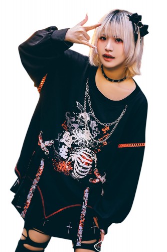 Top de Manga Larga Deadly Higanbana Negro x Rojo - Jill Punk