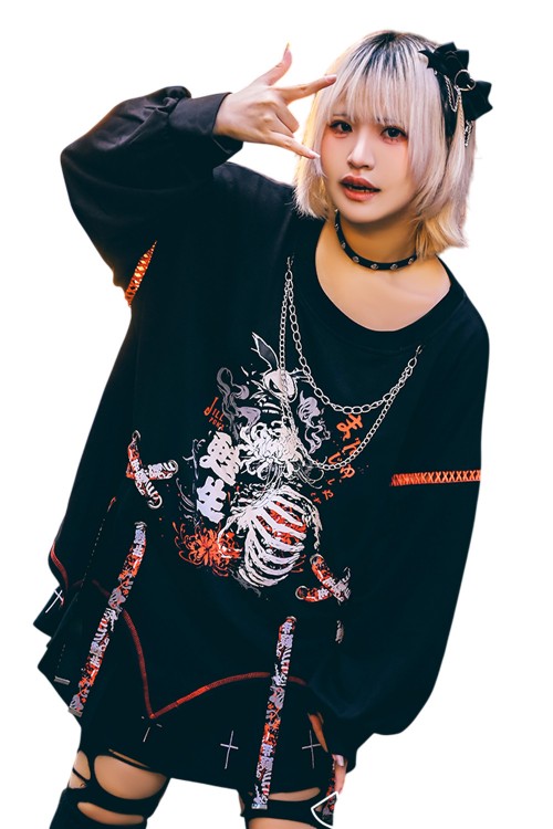 Top de Manga Larga Deadly Higanbana Negro x Rojo - Jill Punk